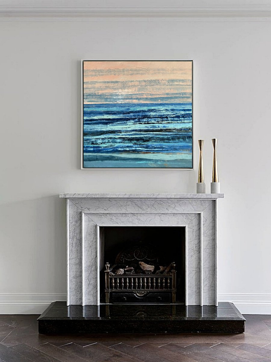 Abstract Oil Painting By Tigran Mamikonyan, 35 X 35", Lines Iv 90i?90Cm, Original Artwork