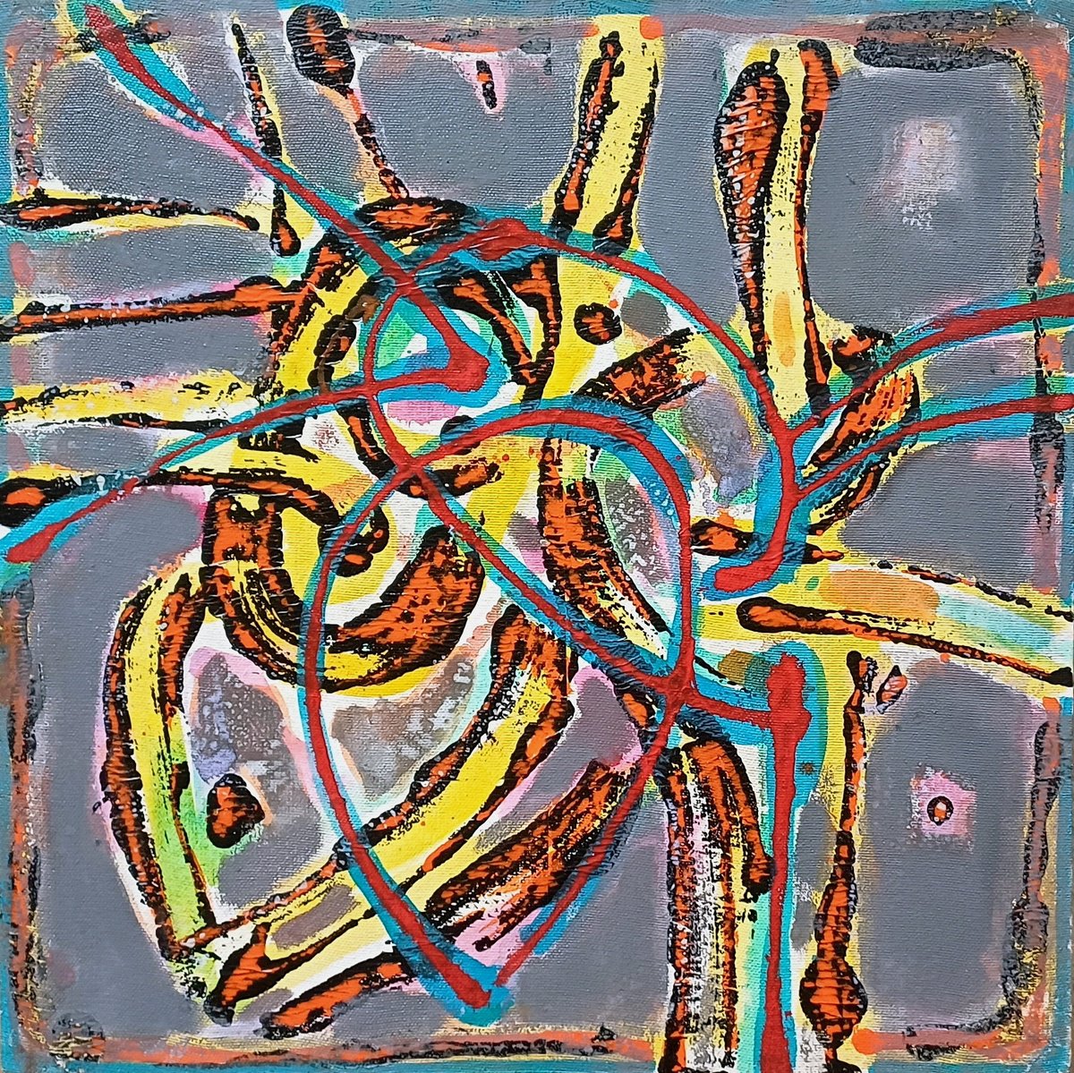 Abstract Acrylic Painting By Stanislav Bojankov, 16 X 16", Heart-Xxiv, Original Artwork