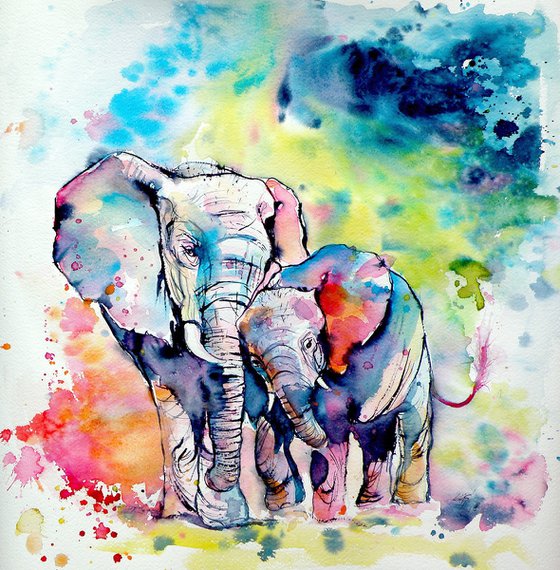 Elephant with baby