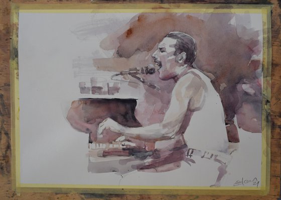 Freddie Mercury at the piano