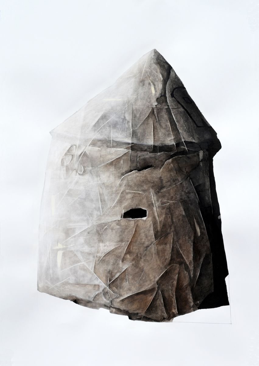 Expressive Cityscapes Charcoal Drawing By Melinda Matyas, 28 X 39", The Nest, Original Artwork