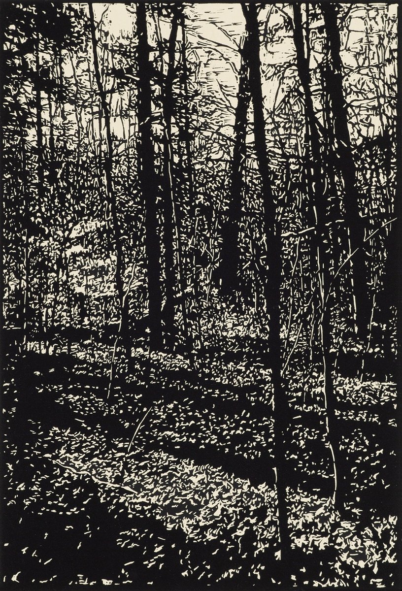 Impressionistic Landscape Linocut By David Conn, 15 X 22, April Star, Original Artwork