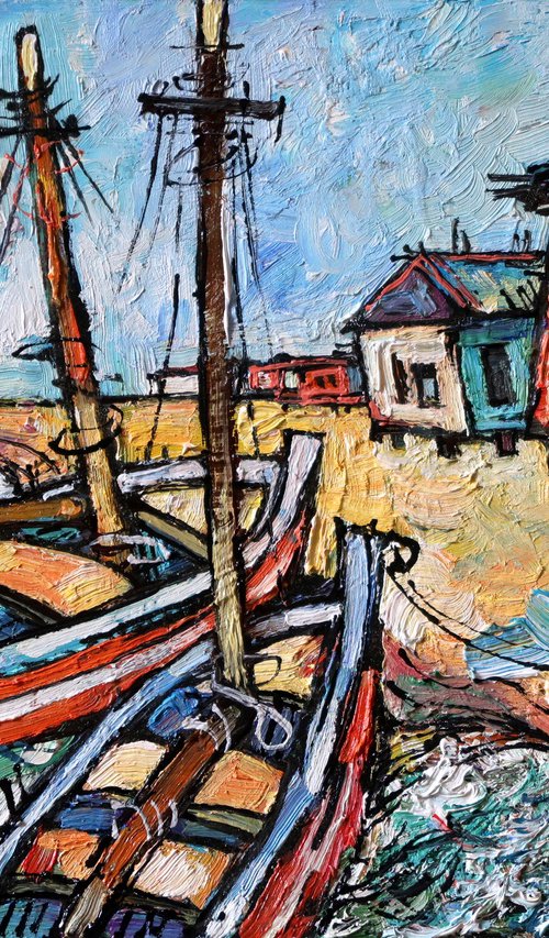 Boats and surf. by Nikifor Swiristuhin