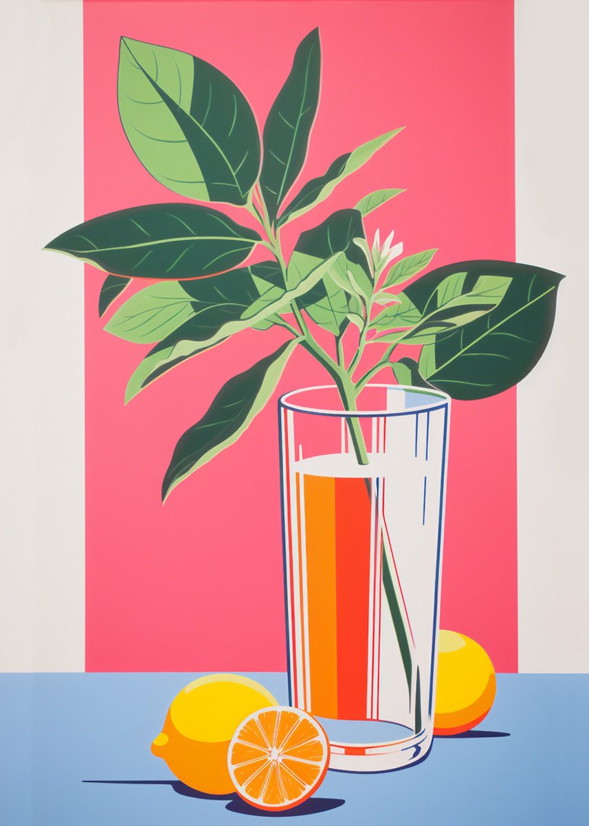 Illustrative Still Life Giclee Print By Kosta Morr, 17 X 23", Design Iii, Original Artwork