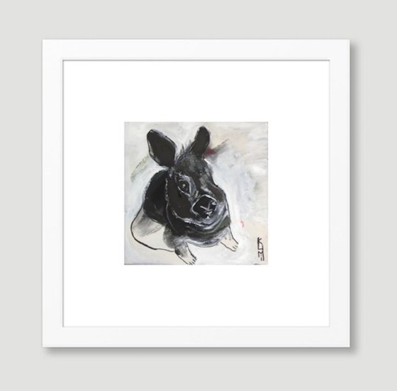 Black Rabbit Canvas Painting Acrylic Art Animal Painting Original Art Gift Ideas Fine Art