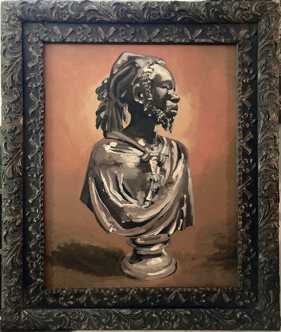 Bust of Classic Figure at the Institute of Art of Chicago, in antique frame.