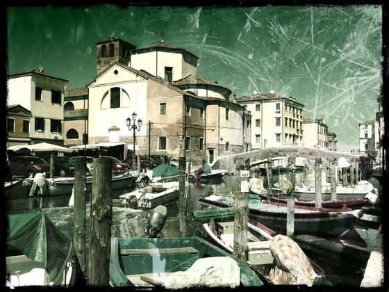 Venice sister town Chioggia in Italy - 60x80x4cm print on canvas 01142m1 READY to HANG