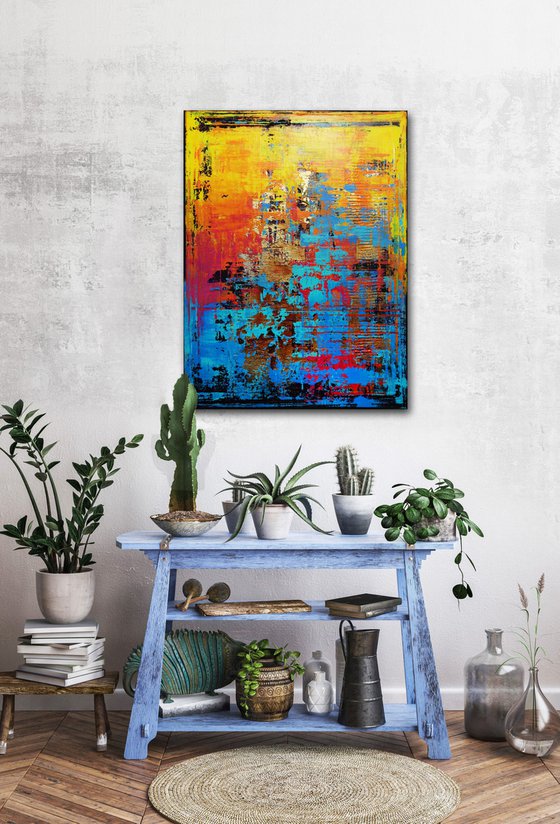 JOY OF LIFE - 60 x 80 CMS - ABSTRACT TEXTURED ARTWORK ON CANVAS * VIBRANT COLORS
