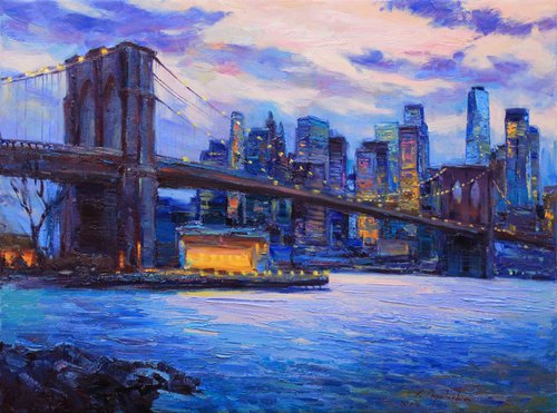 Brooklyn Bridge New York City landscape by Alisa Onipchenko-Cherniakovska