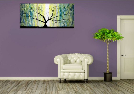 Grey Tree of Life artwork in acrylic