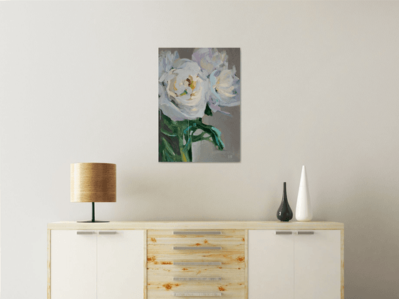 White peonies 70x50