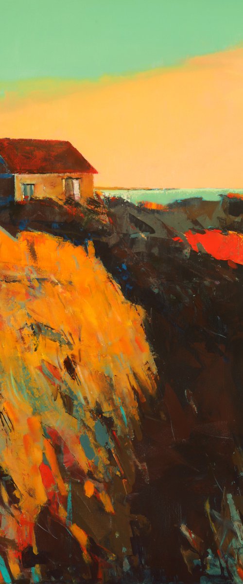 Bright evening at the edge of the sea 40x30" 107x76cm Contemporary Art by Bo Kravchenko by Bo Kravchenko
