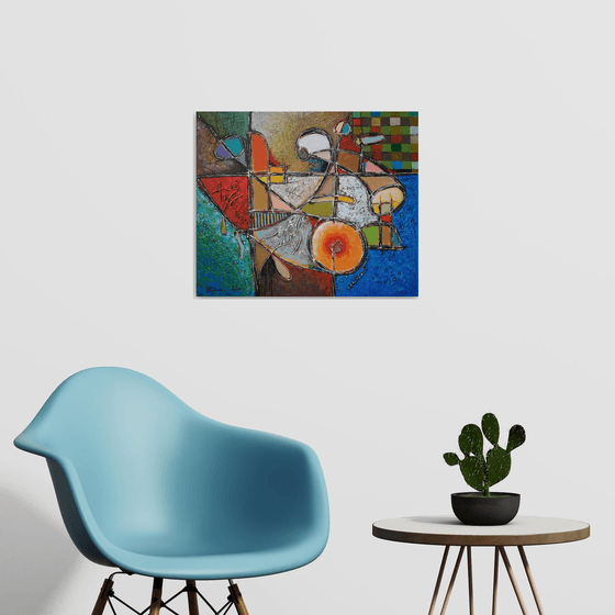 Abstract composition (50x60cm, oil/canvas, ready to hang)