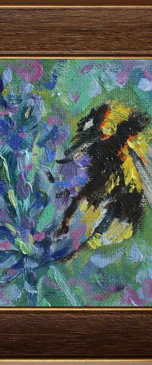BUMBLEBEE 02... framed / FROM MY SERIES "MINI PICTURE" / ORIGINAL PAINTING by Salana Art Gallery