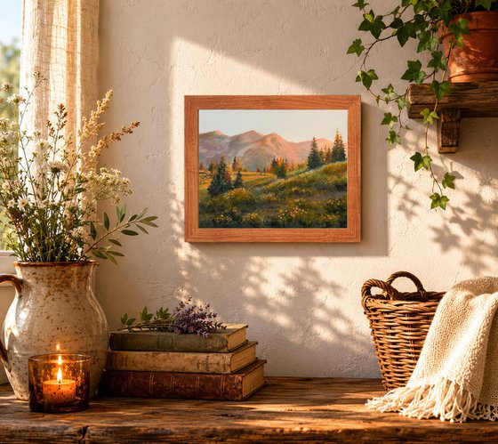 Mountain landscape with golden light