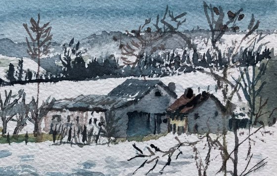 Farm in the snow