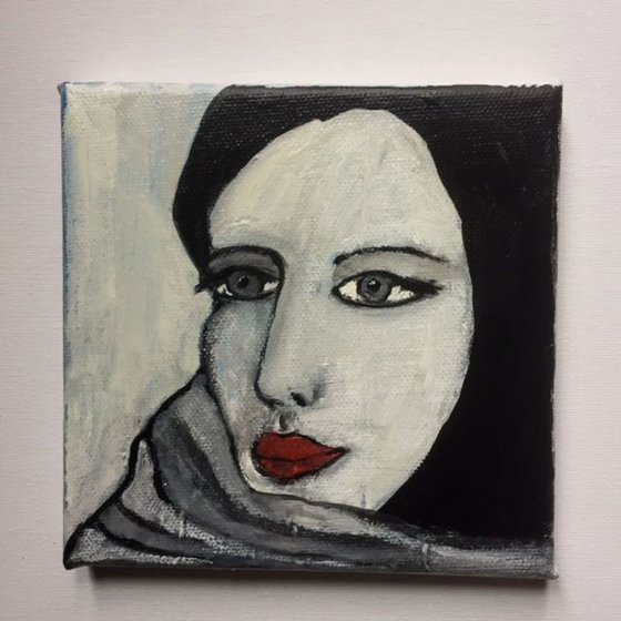 Girl portrait III. - mixed media painting