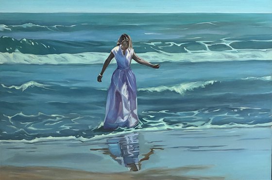 Young women. Ocean