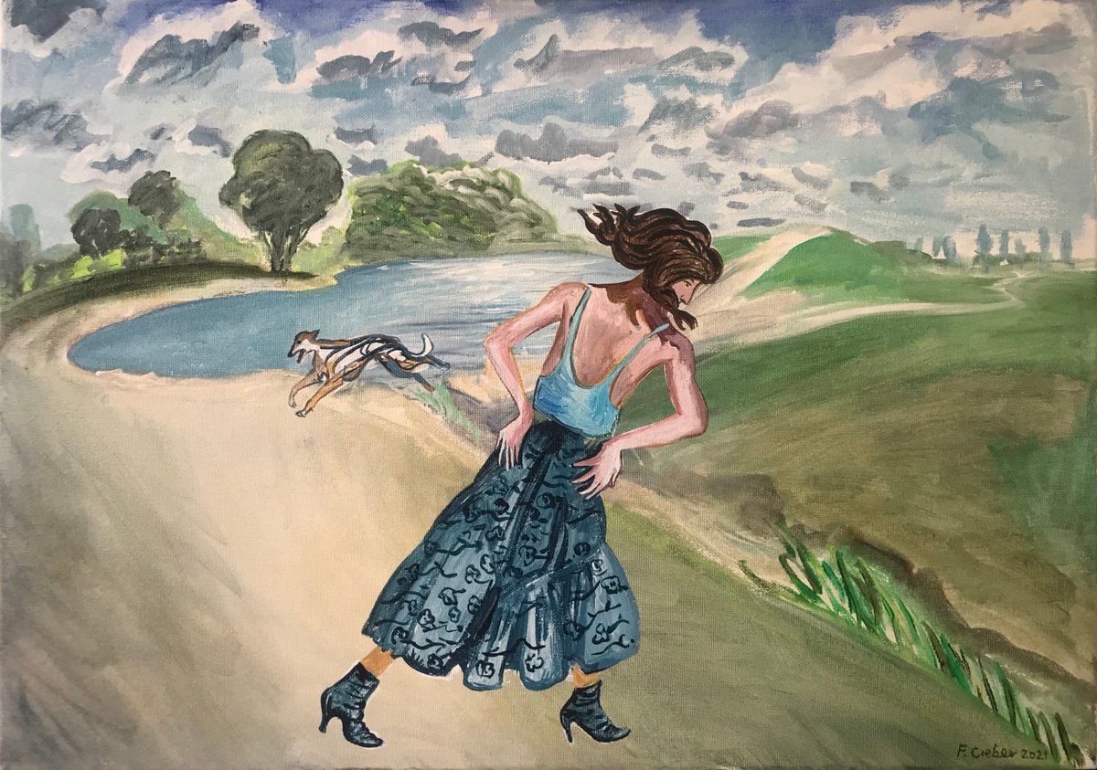 Impressionistic Landscape Oil Painting By Frank Creber, 23 X 17, Alexandra Lake, Original Artwork