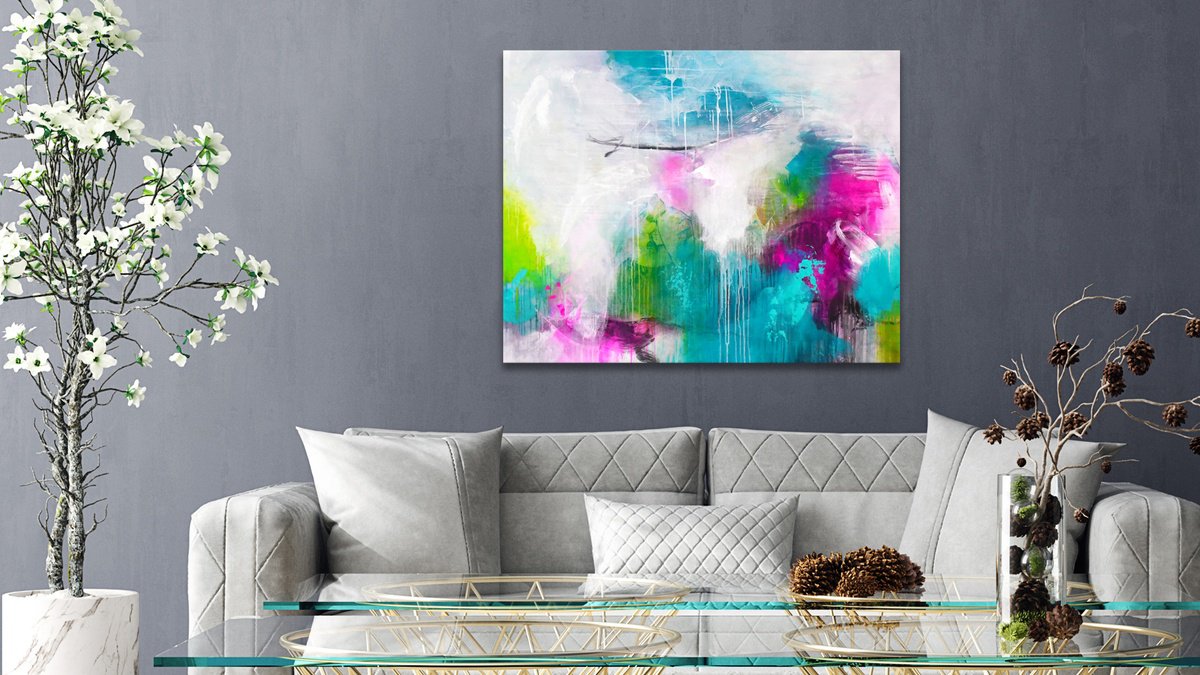 Abstract Acrylic Painting By Kirsten Handelmann, 47 X 39", Wistful Sounds, Original Artwork