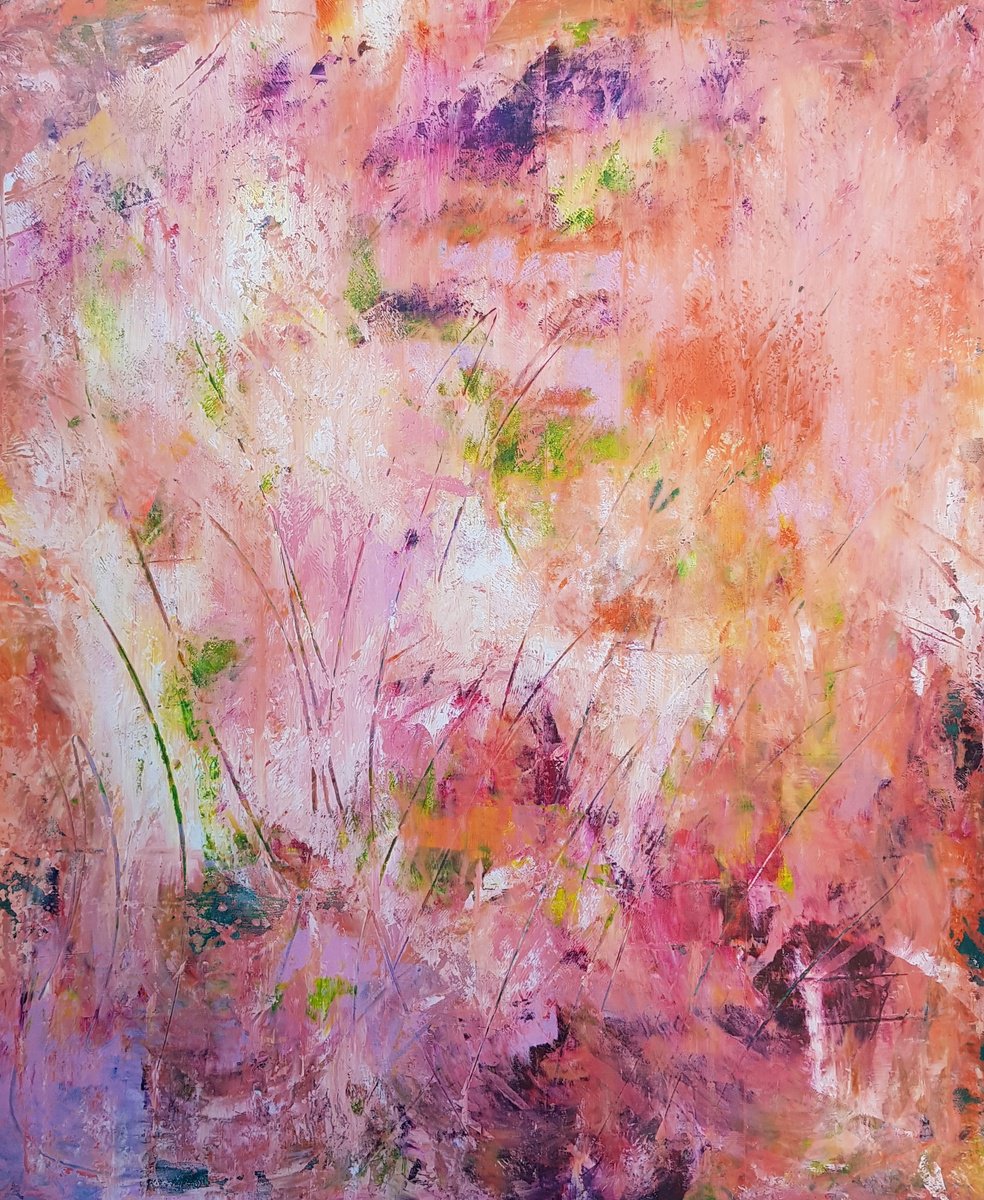 Abstract Acrylic Painting By Ivana Olbricht, 35 X 47, Spring Fields Of Netherlands, Original Artwork