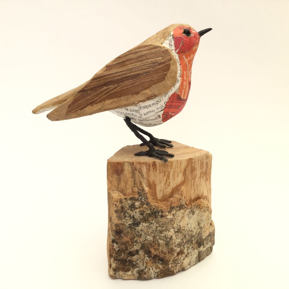 Glass Robin Bird Sculpture or Paperweight in large, handmade statue or  figurine, Garden Bird