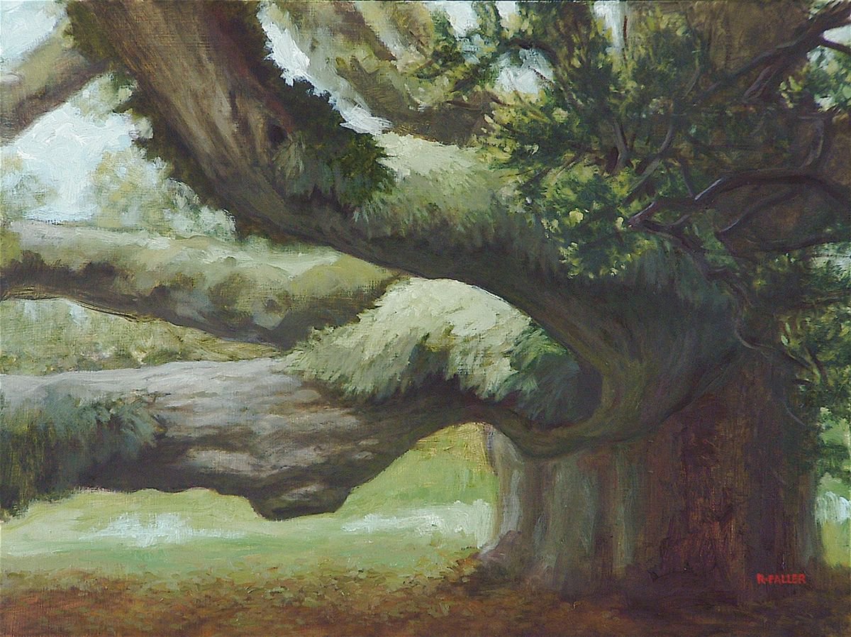 Impressionistic Landscape Oil Painting By Rick Paller, 16 X 12", Under The Big Oak, Original Artwork