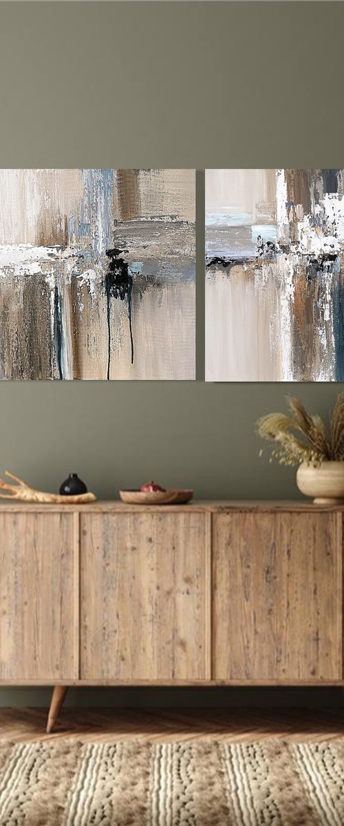 Silent Driftlines Diptych by Tatiana Malinovscaia