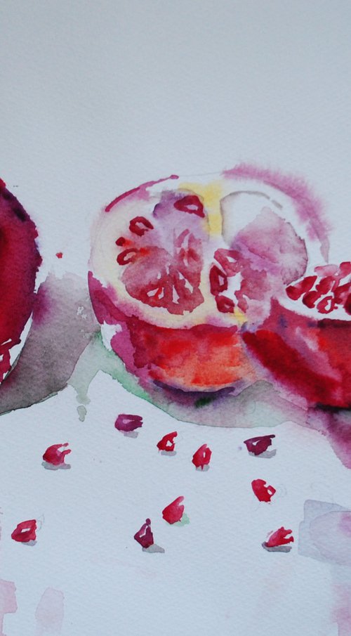 Pomegranates / Watercolour Painting by Leah Maximova