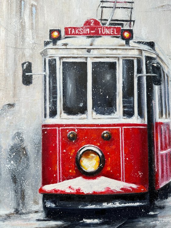 Red Tram in Istanbul Turkey
