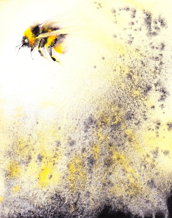 Bumble bee, an original watercolour painting