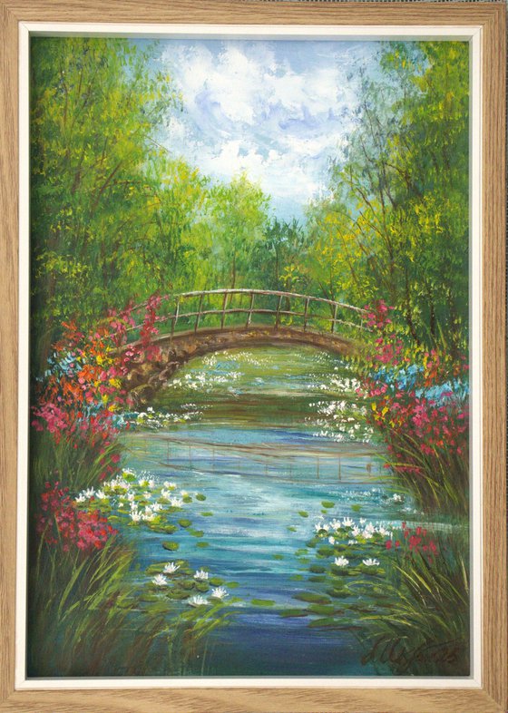 White lilies pond