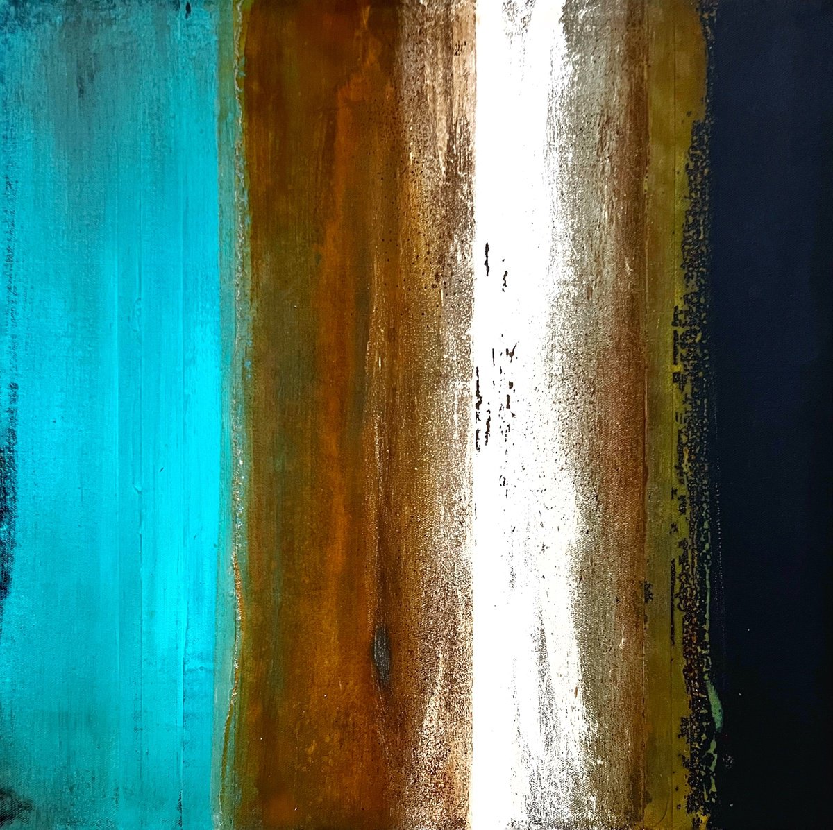 Abstract Painting By Sergio Aranda, 20 X 20", Intervenciones Del Tiempo, Original Artwork