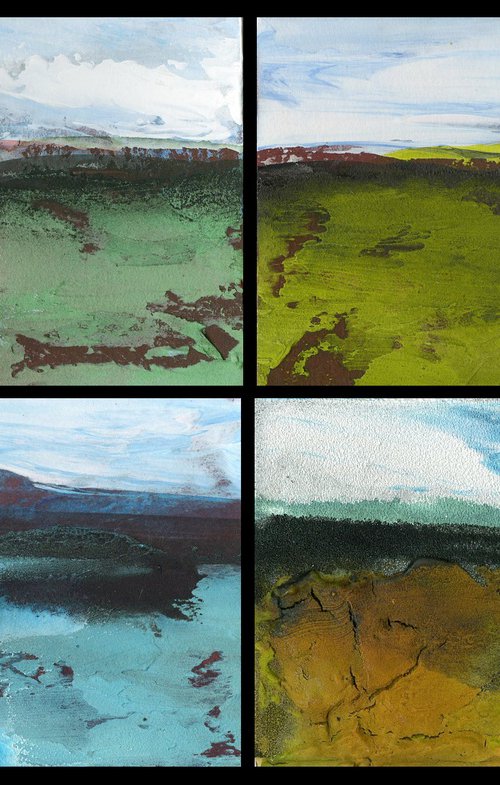 Dream Land Collection 7 - 4 Small Textural Landscape Paintings by Kathy Morton Stanion by Kathy Morton Stanion