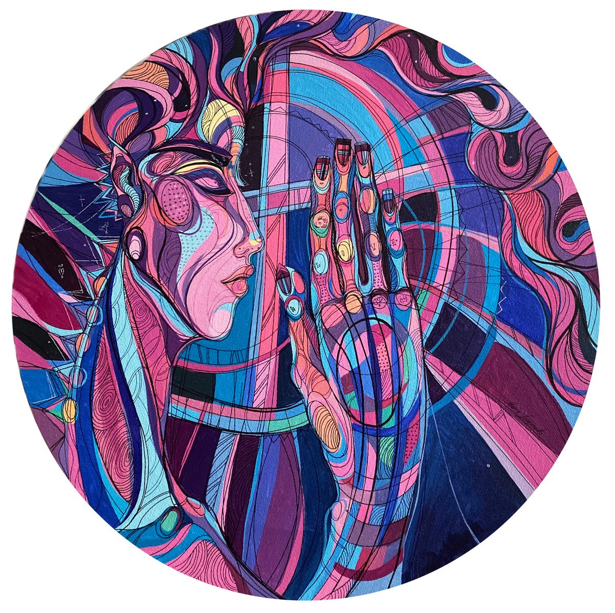 Impressionistic Portrait Acrylic Painting By Maria Susarenko, 16 X 16", Faith Tondo, Original Artwork