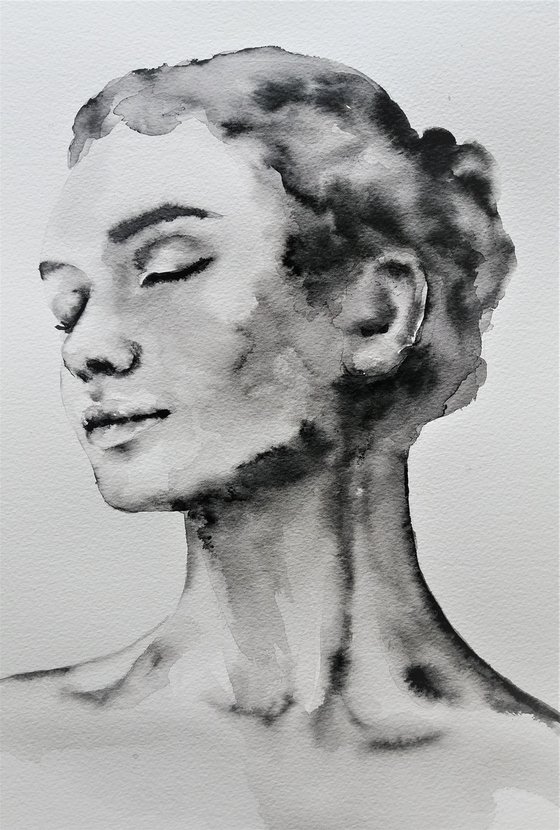 Beautiful girl Charcoal drawing by Mateja Marinko