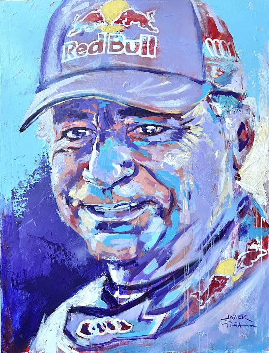 Carlos Sainz Portrait Acrylic on canvas 116x89cm by Javier Pena