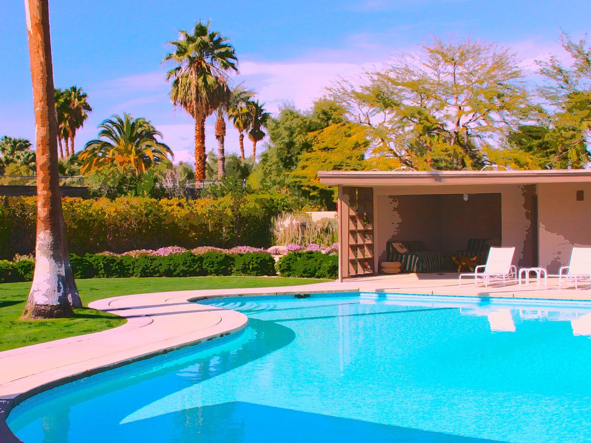 Impressionistic Cityscapes Photograph By William Dey, 22 X 18", Sinatra Reflection Palm Springs Ca, Original Artwork