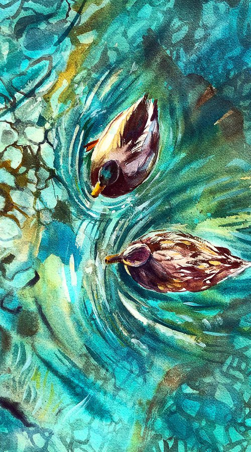 Ducks in the Turquoise by Ksenia Astakhova