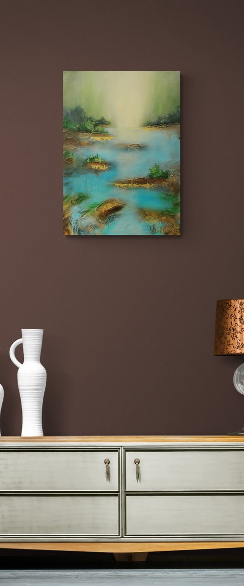 A beautiful large original modern abstract figurative painting "Summertime" by Vera Hoi