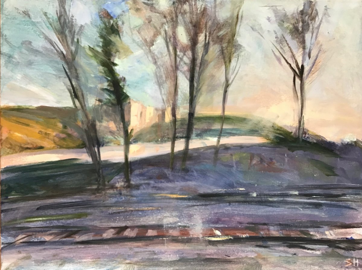 Impressionistic Landscape Oil Painting By Sandra Haney, 24 X 18", Ferryhill - West Cornforth, Original Artwork