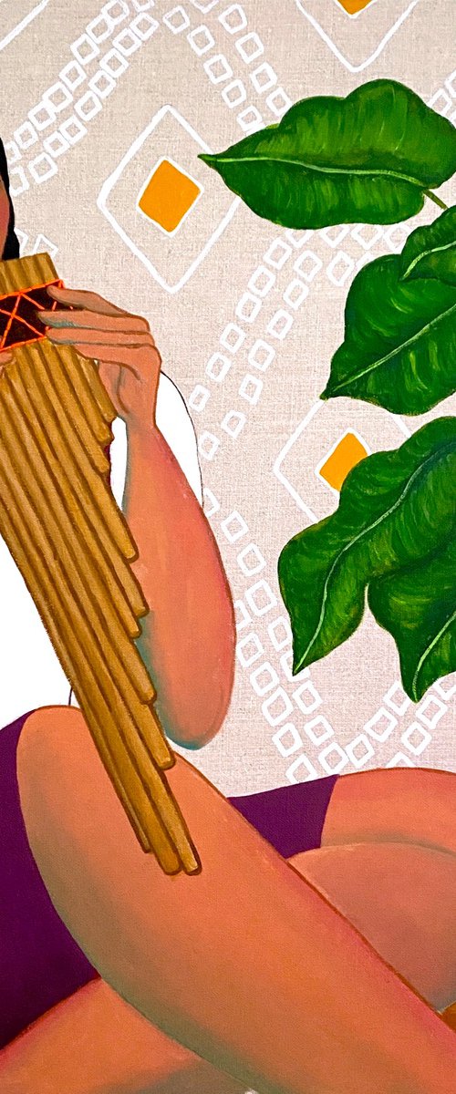 Woman playing Sikus by Gisella Stapleton
