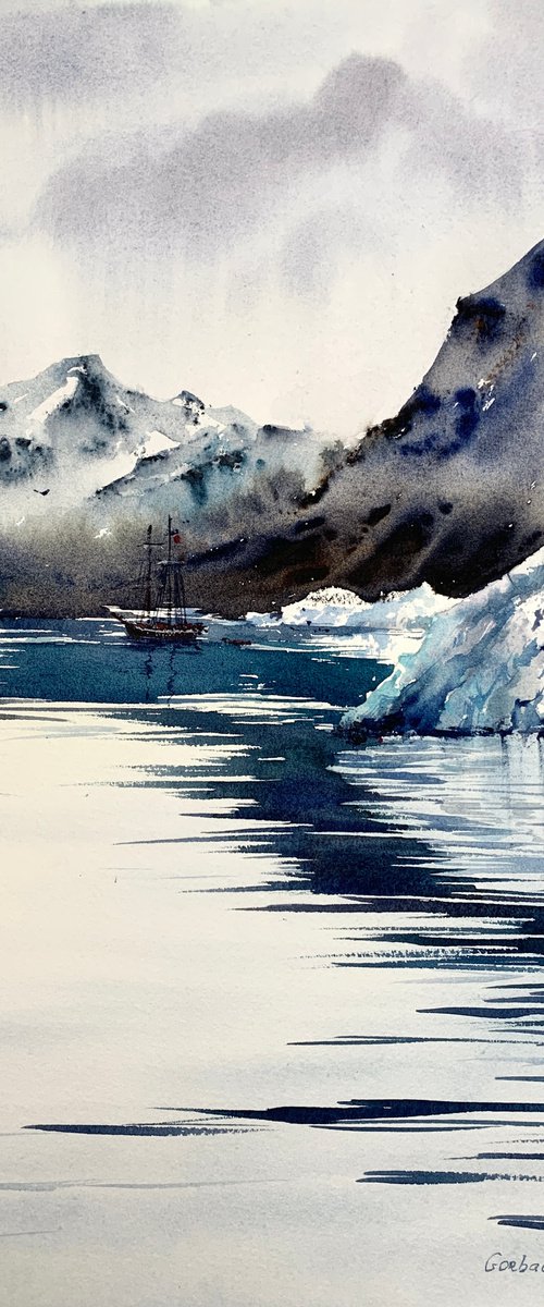 A ship off the arctic coast #2 by Eugenia Gorbacheva