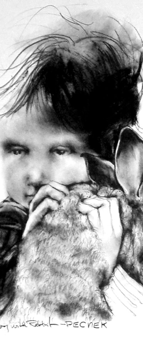 Russian Boy with Rabbit by David Kofton