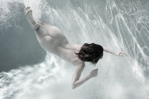 Sweet and Spicy - underwater nude photograph - print on paper by Alex Sher