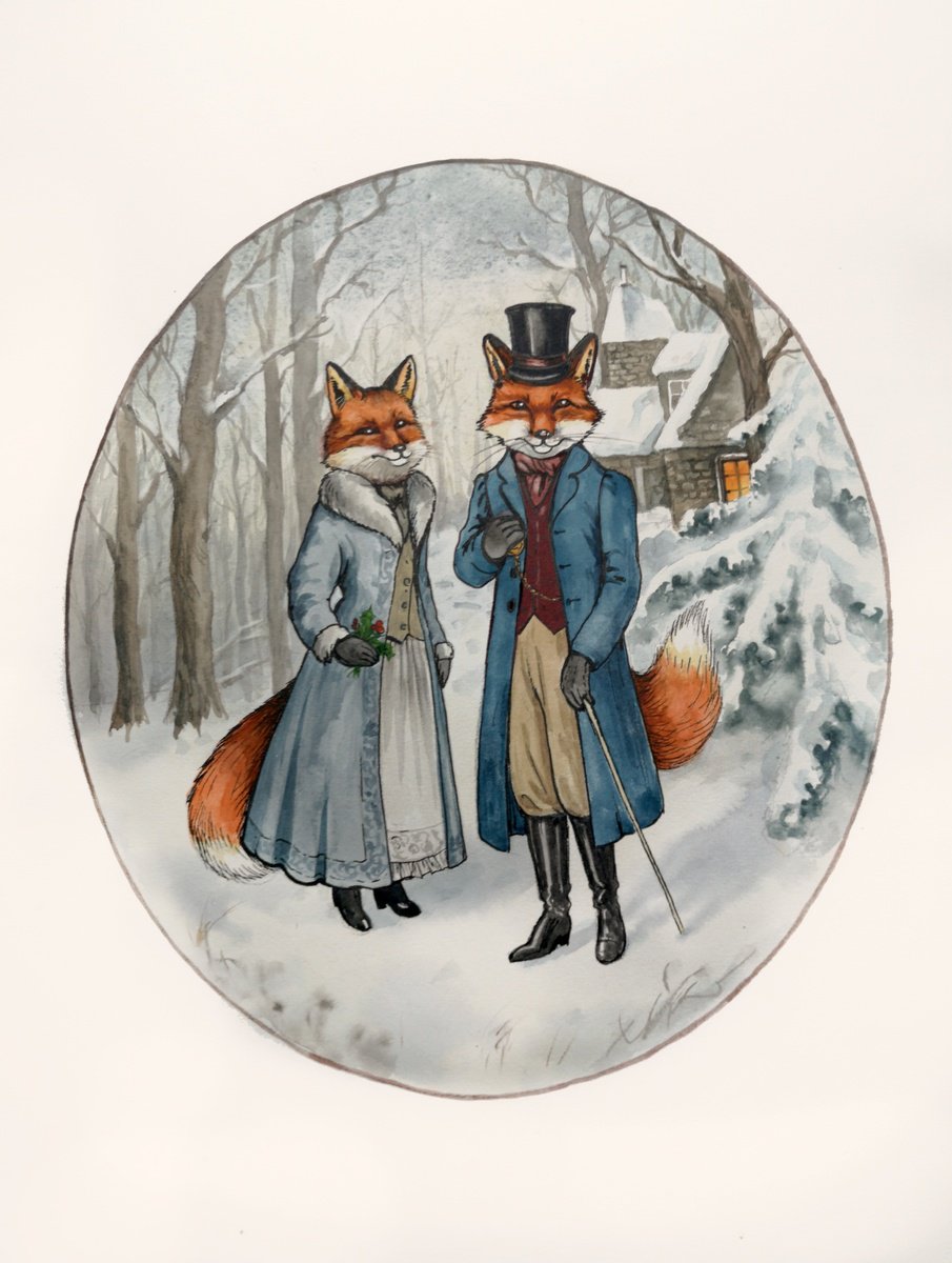 Mr. and Msr. Fox: A Victorian Tale by Olga Beliaeva Watercolour