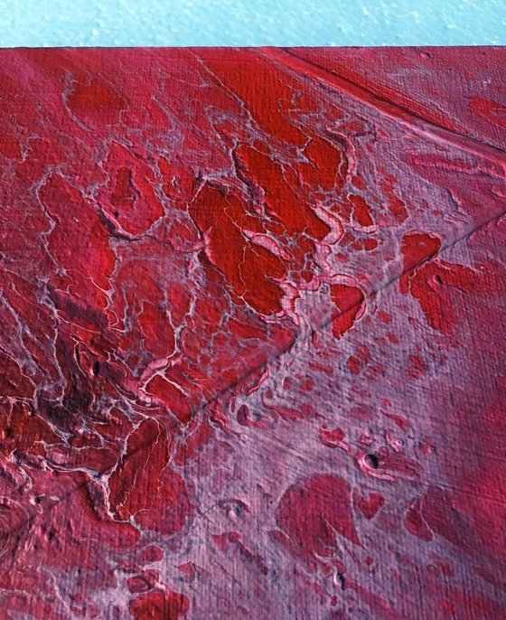 "Crimson Tide" - Original Abstract PMS Fluid Acrylic Painting - 24 x 12 inches