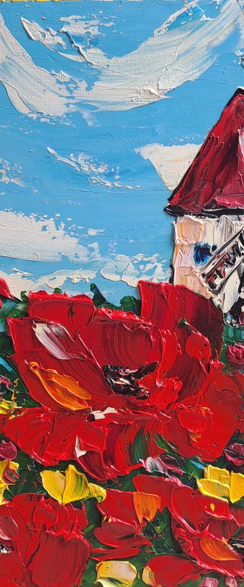 The windmill and poppies by Oksana Fedorova