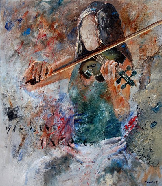 She is playing violin- 56