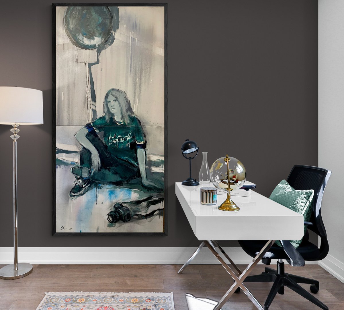 Urban And Pop Portrait Oil Painting By Yaroslav Yasenev, 35 X 71", Rest, Original Artwork